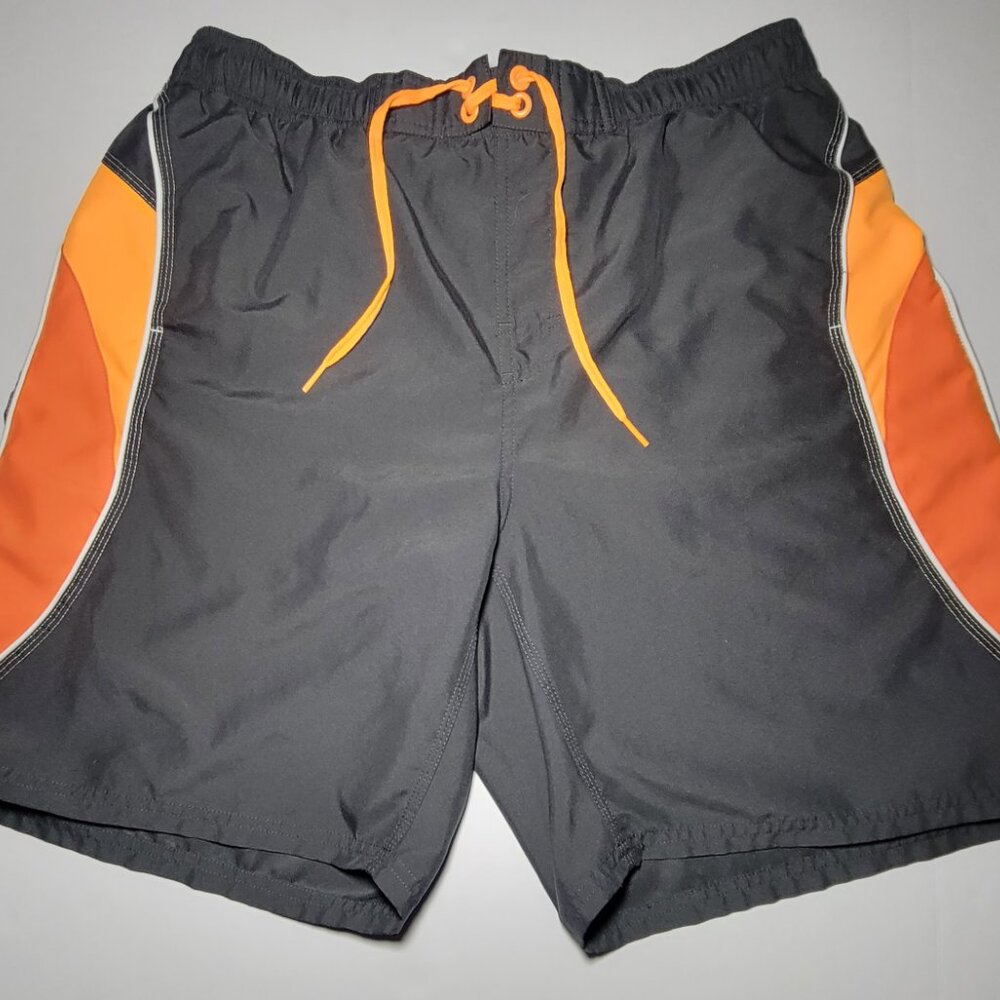 Nike Mens Charcoal Gray and Orange Swimming Trunks Shorts Size Large